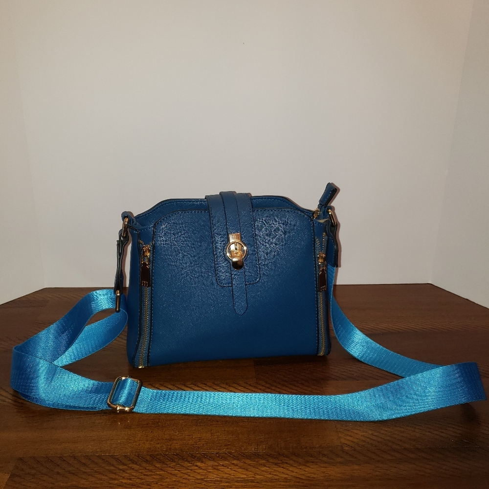 Blue Crossbody Bag with Adjustable Strap